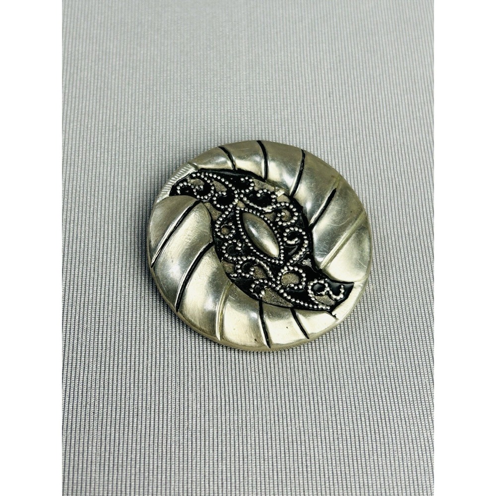 Vintage BIG Silver Tone Hollow Metal Filigree Sewing Button
